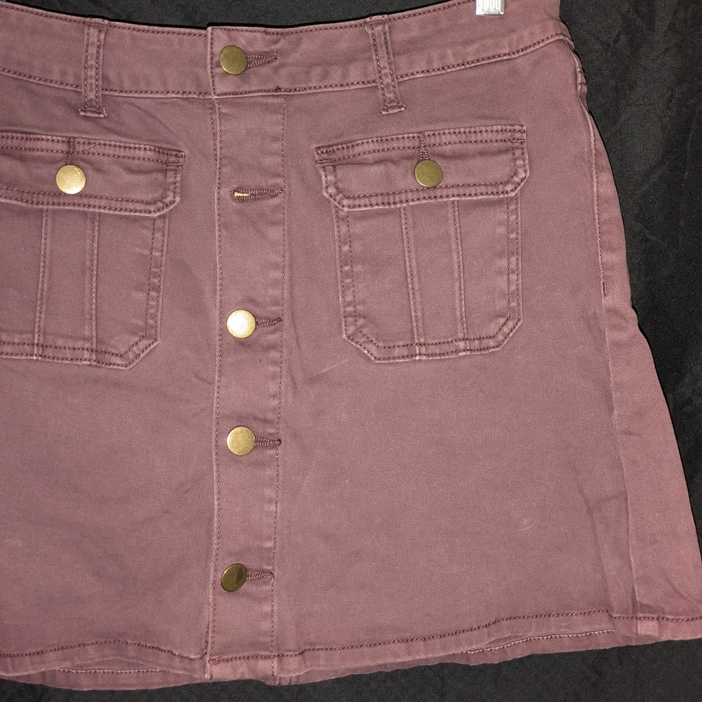 Women's Mauve Button-Front Skirt